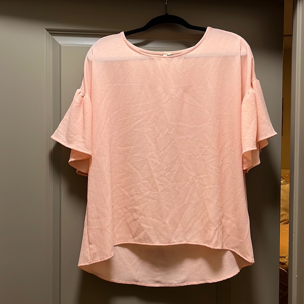 Pink ruffled sleeve top